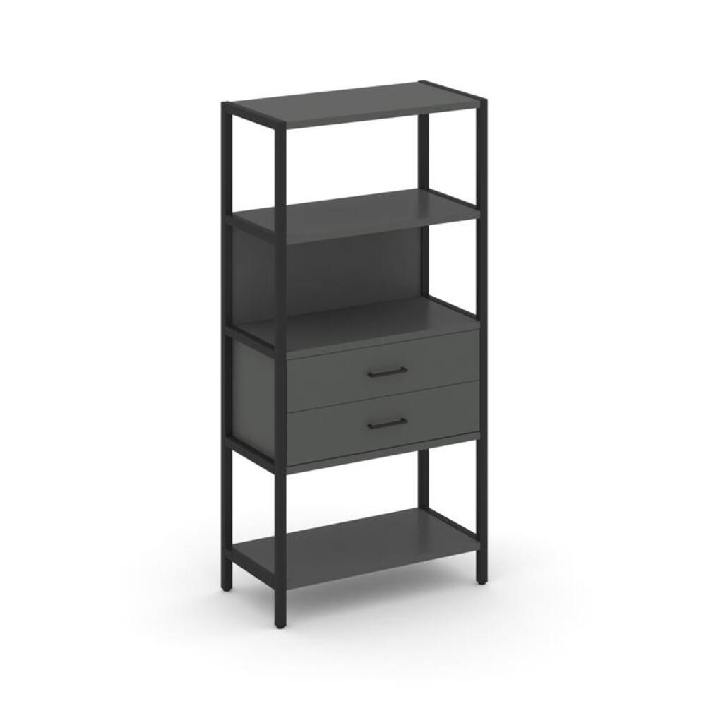 Односекционный стеллаж четырехярусный с ящиками