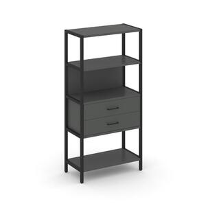 Односекционный стеллаж четырехярусный с ящиками