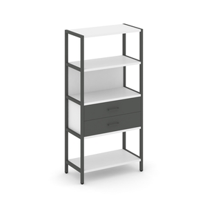 Односекционный стеллаж четырехярусный с ящиками