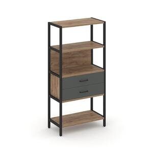 Односекционный стеллаж четырехярусный с ящиками