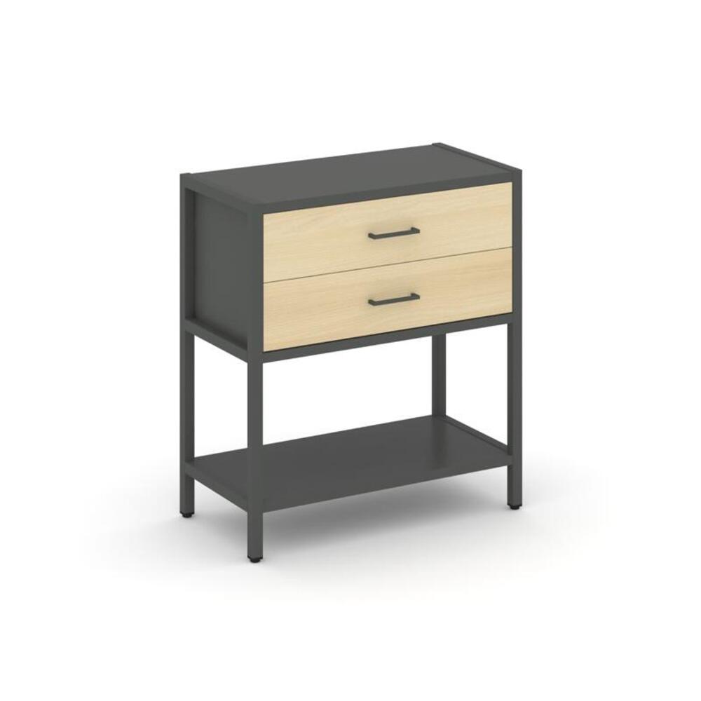 Односекционный стеллаж двухярусный с ящиками