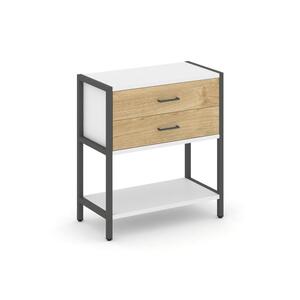 Односекционный стеллаж двухярусный с ящиками