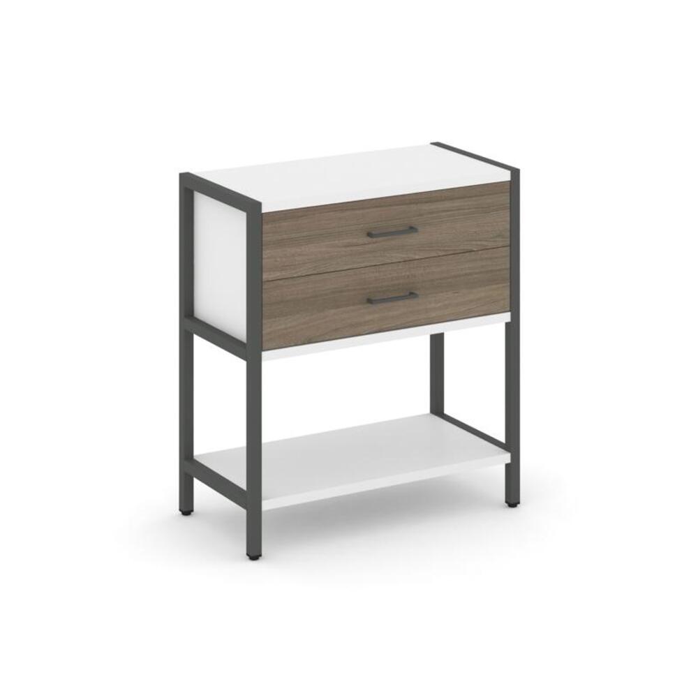 Односекционный стеллаж двухярусный с ящиками