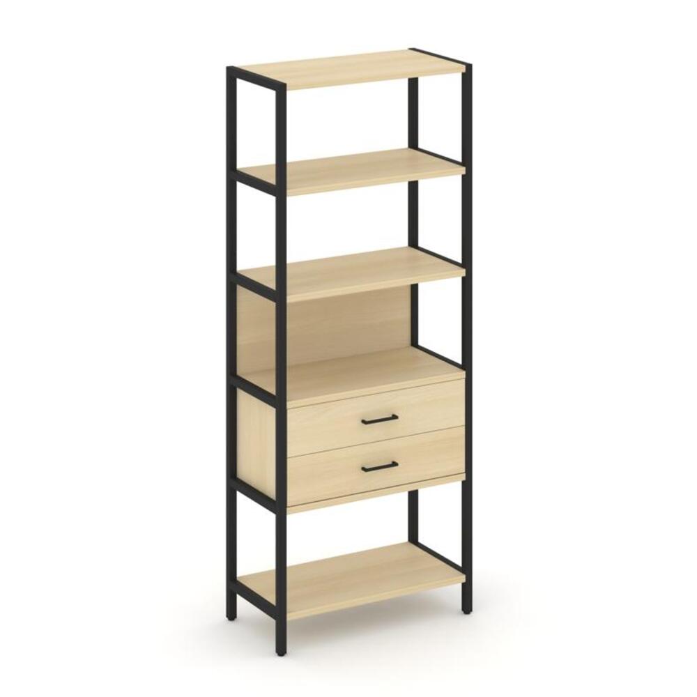 Односекционный стеллаж пятиярусный с ящиками