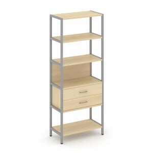 Односекционный стеллаж пятиярусный с ящиками