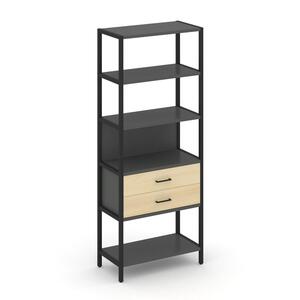 Односекционный стеллаж пятиярусный с ящиками