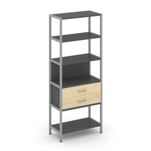 Односекционный стеллаж пятиярусный с ящиками