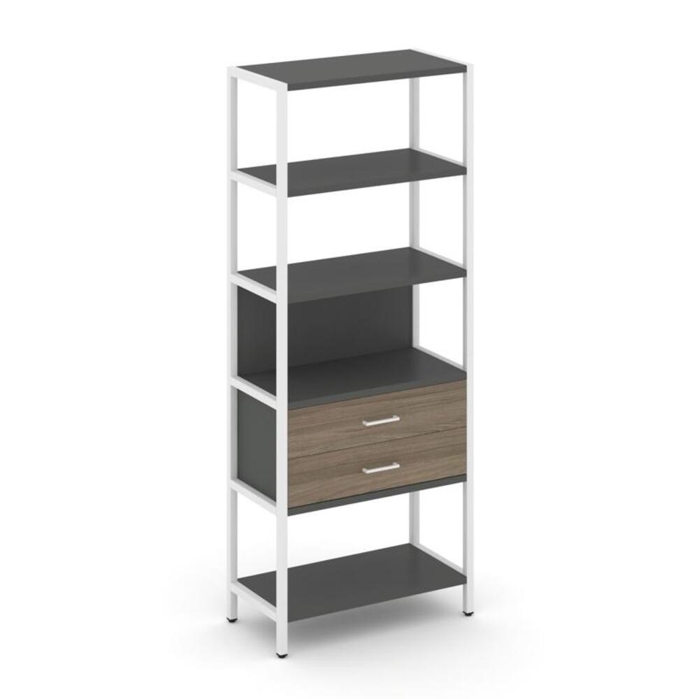 Односекционный стеллаж пятиярусный с ящиками