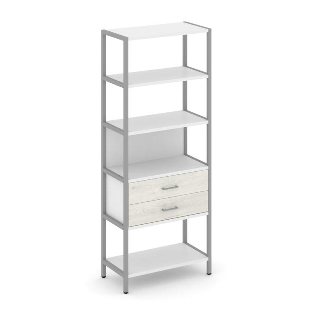 Односекционный стеллаж пятиярусный с ящиками