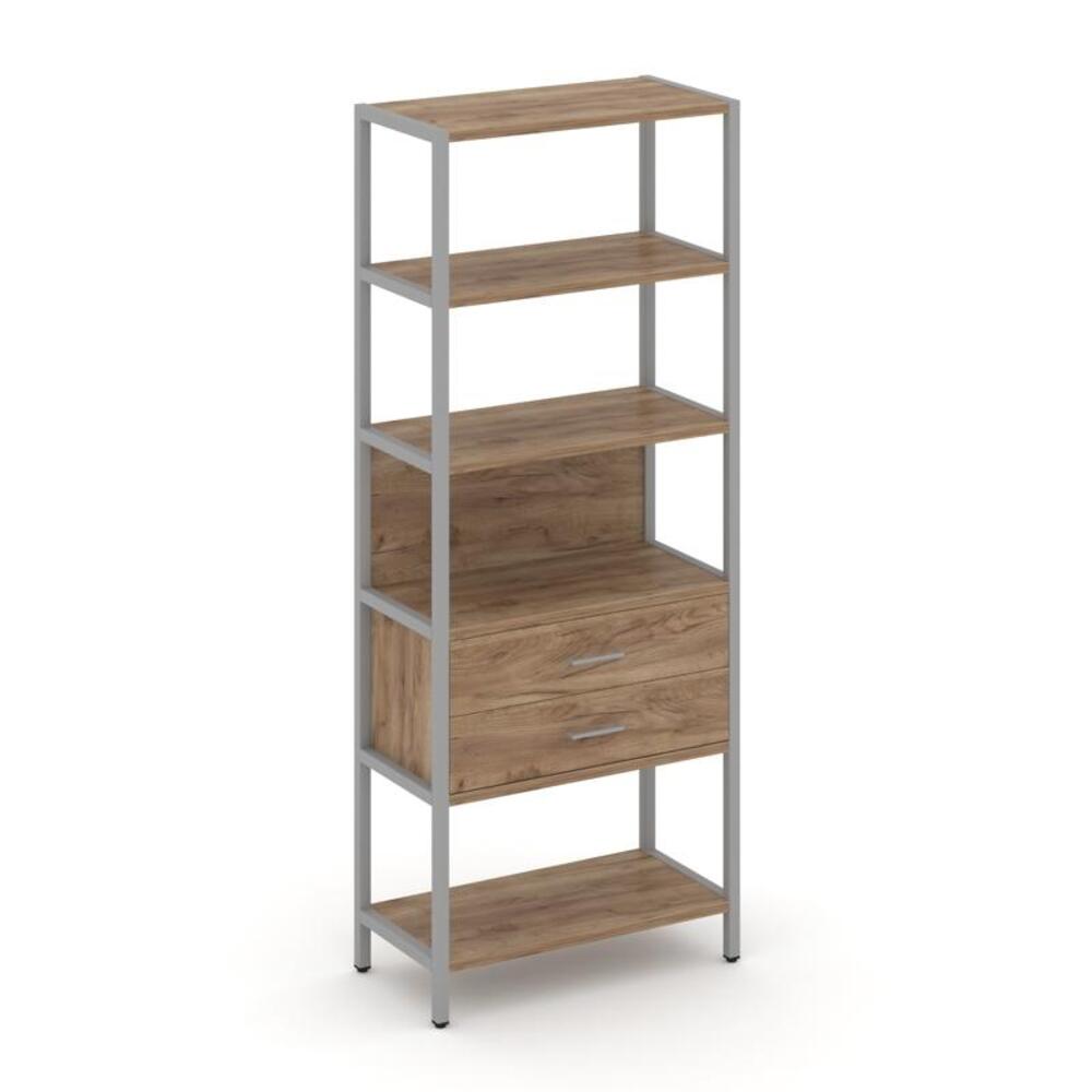 Односекционный стеллаж пятиярусный с ящиками