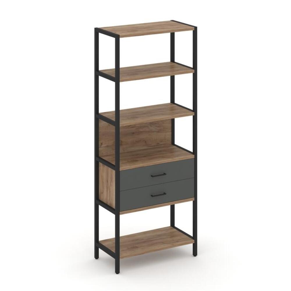 Односекционный стеллаж пятиярусный с ящиками