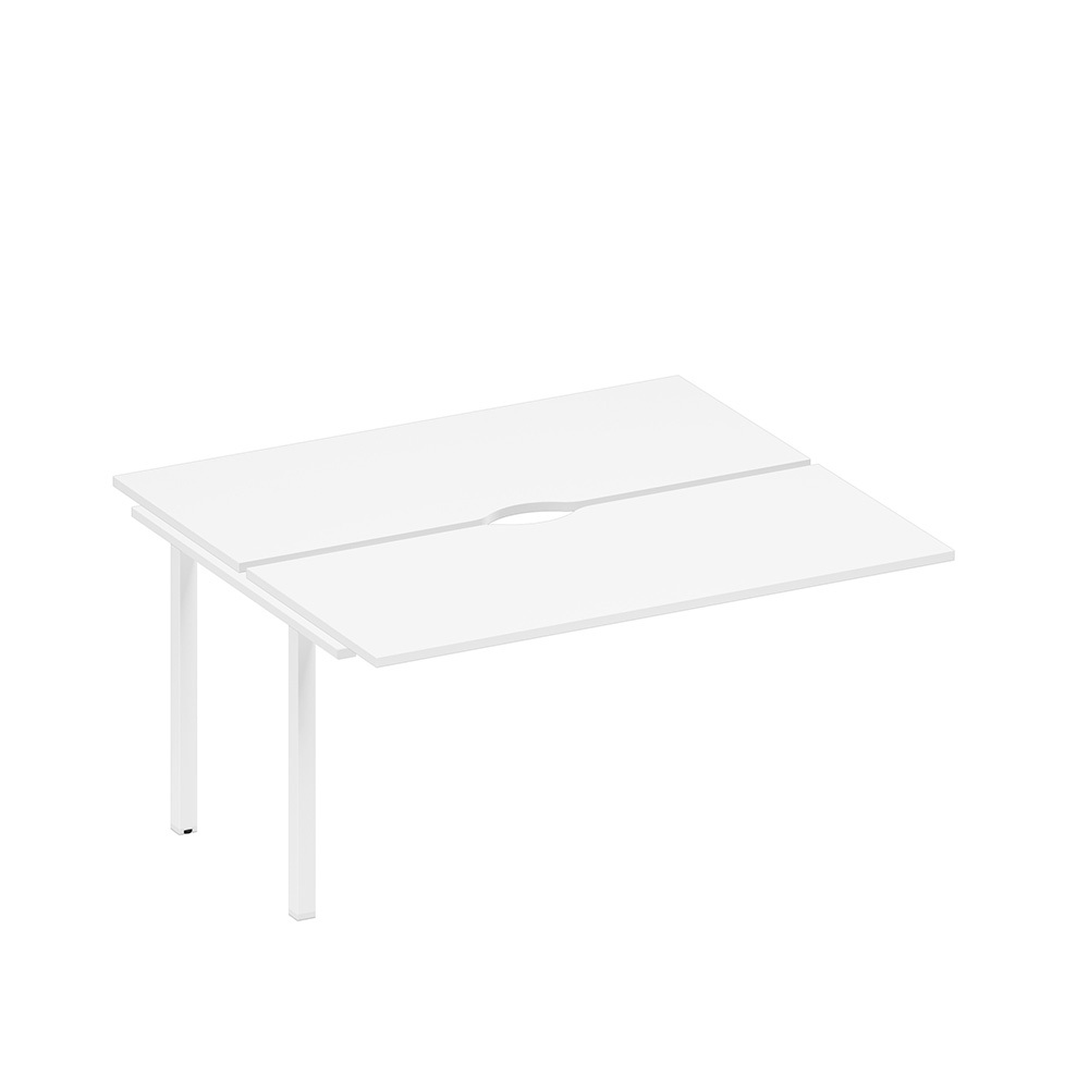 Секция стола рабочей станции на металлокаркасе, столешницы с вырезом