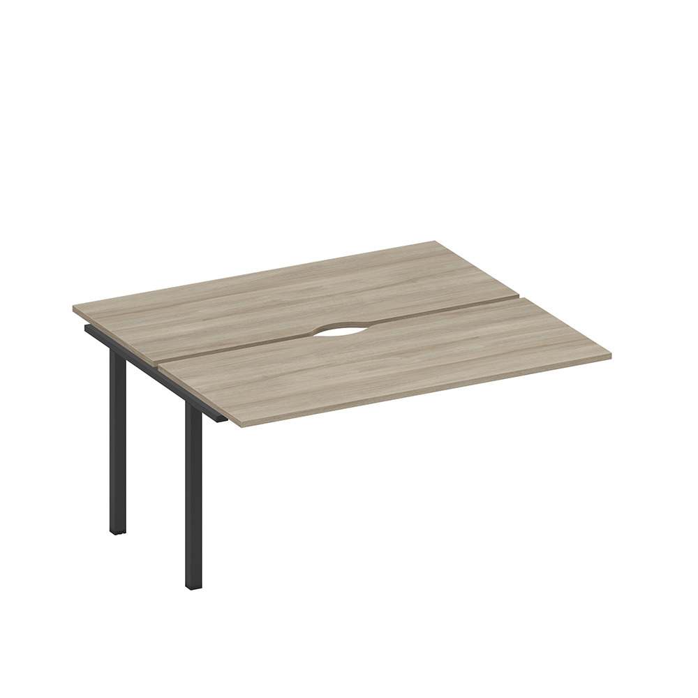 Секция стола рабочей станции на металлокаркасе, столешницы с вырезом